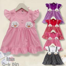 BR23718 - DRESS BAYI PEREMPUAN MOTIF KOTAK KECIL - Pink