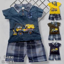 BR23730-13 - SETELAN ANAK LAKI-LAKI CAR JONRK - Size XL Hijau army