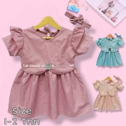 BR23744-3 - DRESS ANAK MOTIF BUNGA - Peach