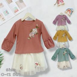 BR23771-4 - SETELAN BAYI PEREMPUAN RIB BUNGA - Tosca