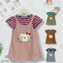 BR23772 - OVERALL DRESS ANAK SALUR CAT - Dusty