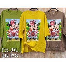 BR23777-2 - MICKEY HAPPY TSHIRT TUMBLR TEE LENGAN 7/8 SIZE 3XL - Kuning