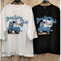 BR23778-2 - PEA SURE TRIP TSHIRT TUMBLR TEE LENGAN 7/8 SIZE 3XL - Hitam