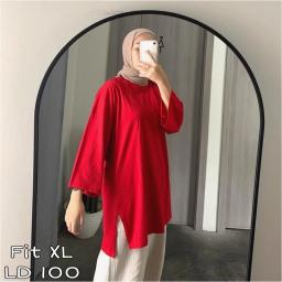 BR23787 - KAOS POLOS MERAH LENGAN 7/8 TSHIRT TUMBLR TEE SIZE XL