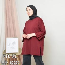 BR23788 - KAOS POLOS MAROON LENGAN 7/8 TSHIRT TUMBLR TEE SIZE XL