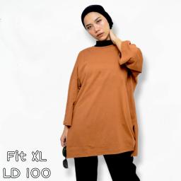 BR23792 - KAOS POLOS CINNAMON LENGAN 7/8 TSHIRT TUMBLR TEE SIZE XL