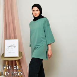 BR23793 - KAOS POLOS MINERALL GREEN LENGAN 7/8 TSHIRT TUMBLR TEE SIZE XL