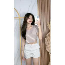 BR23807 - KAOS CROP TEE RIB KNIT SALUR CHOCO