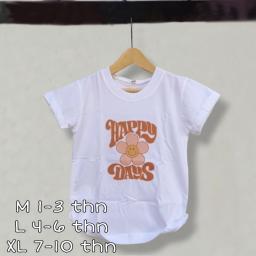 BR23840-2 - HAPPYDAYS PUTIH KAOS ANAK TSHIRT TUMBLR DT12 - Size L