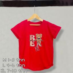 BR23851 - BEAR MERAH KAOS ANAK TSHIRT TUMBLR DT16 - Size M