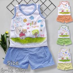 BR23854 - SETELAN ANAK WILD NATURE TANPA LENGAN - Biru