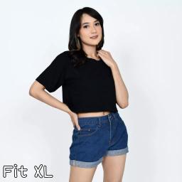 BR23857 - KAOS CROP TEE POLOS HITAM SIZE XL