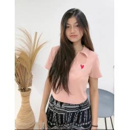 BR23865 - KAOS CROP RIB KNIT LEHER V LOVE PEACH