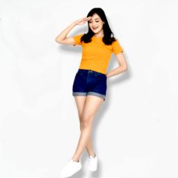 BR23886-2 - KAOS CROP TEE POLOS MUSTARD - Size L