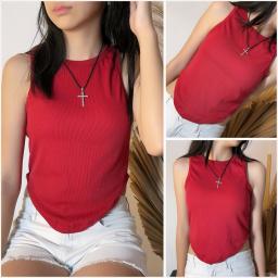 BR23894 - TANKTOP CROP OVAL RIB MAROON