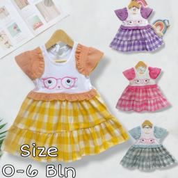 BR23900-4 - DRESS BAYI CATS KOTAK PDM - Biru