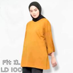 BR23909 - KAOS POLOS KUNYIT LENGAN 7/8 TSHIRT TUMBLR TEE SIZE XL