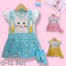 BR23926 - DRESS ANAK RABBIT PITA PDM - Biru