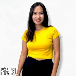 BR23932 - KAOS CROP TEE POLOS KUNING CERAH SIZE XL