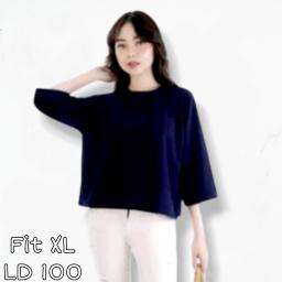 BR23935 - KAOS POLOS NAVY LENGAN 3/4 SIZE XL