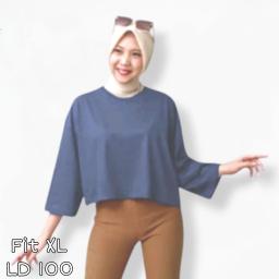 BR23936 - KAOS POLOS DENIM LENGAN 3/4 SIZE XL