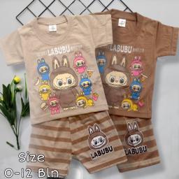 BR23941 - SETELAN ANAK LITTLE LABUBU PDM - Coklat