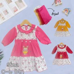 BR23953-3 - GAMIS MUSLIM ANAK BUNNY PDM - Merah