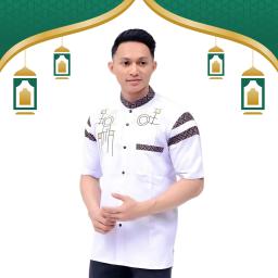 BR23975 - BAJU KOKO BATIK BORDIR PUTIH - Size L