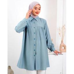 BR23977 - TUNIK POLOS LENGAN PANJANG WARNA BIRU MUDA - Size L