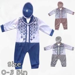 BR23980-1 - JUMPER KOKO TOPI BAYI LAKI-LAKI LENGAN PANJANG - Denim