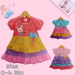 BR23981 - DRESS BAYI PEREMPUAN BEAR BIRD - Peach