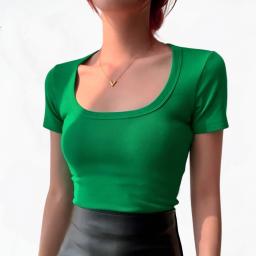 BR23993-2 - KAOS CROP POLOS HIJAU LEHER U - Size XL