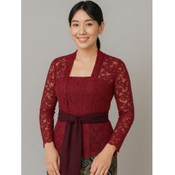 BR23995 - KEBAYA BRUKAT POLOS MAROON - Size L