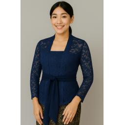 BR23996-2 - KEBAYA BRUKAT POLOS NAVY - Size XL