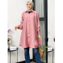 BR24015-2 - TUNIK POLOS LENGAN PANJANG WARNA DUSTY - Size 2XL