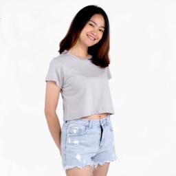 BR24017 - KAOS CROP TEE POLOS ABU MUDA - Size M