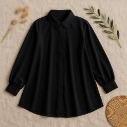 BR24047-2 - KEMEJA ELSA POLOS HITAM - 3