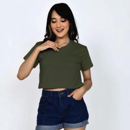 BR24051-2 - KAOS CROP TEE POLOS HIJAU LUMUT - Size XL