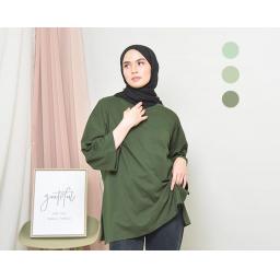 BR24054 - KAOS POLOS HIJAU ARMY LENGAN 7/8 TSHIRT TUMBLR TEE SIZE XL