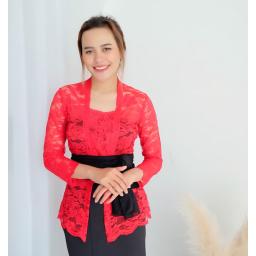 BR24057 - KEBAYA BRUKAT POLOS MERAH 2XL