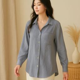 BR24060-2 - KEMEJA LUNA SHIRT POLOS ABU - XL