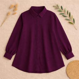 BR24065-2 - KEMEJA ELSA POLOS MAGENTA - 3