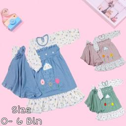BR24067-3 - GAMIS MUSLIM BAYI AWAN PDM - Hijau Sage