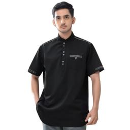 BR24071 - BAJU KOKO TOJIRO LENGAN PENDEK WARNA HITAM - Size M