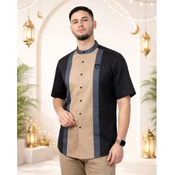 BR24072-2 - BAJU KOKO NUAIMAN LENGAN PENDEK WARNA COKSU - Size XL