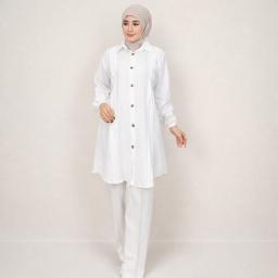 BR24074 - TUNIK MAYA POLOS LENGAN PANJANG WARNA PUTIH - Size L