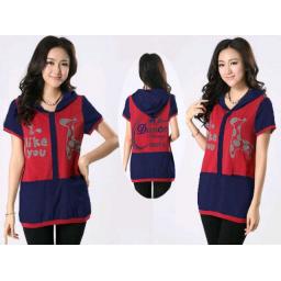BR06476 - DRESS JERAPAH MERAH-NAVY