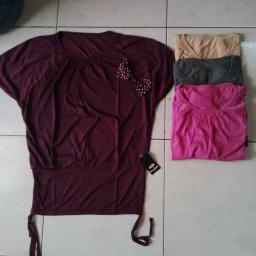 BR07012-3 - atasan kaos pita - abu